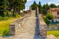 three archs medieval humpback bridge in Italy